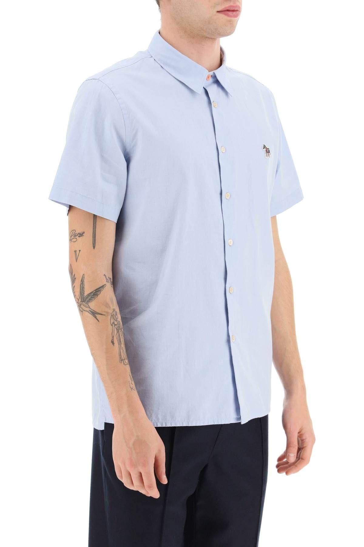 Shop Ps By Paul Smith Short Sleeve Shirt In Organic Cotton In Clear Blue