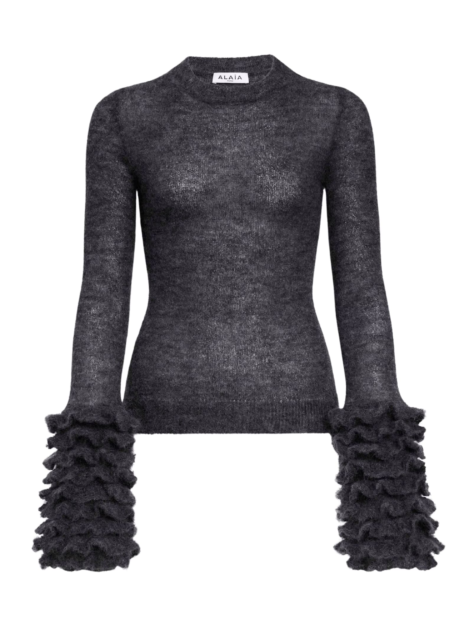 Alaïa Ruffled Sweater In Gray