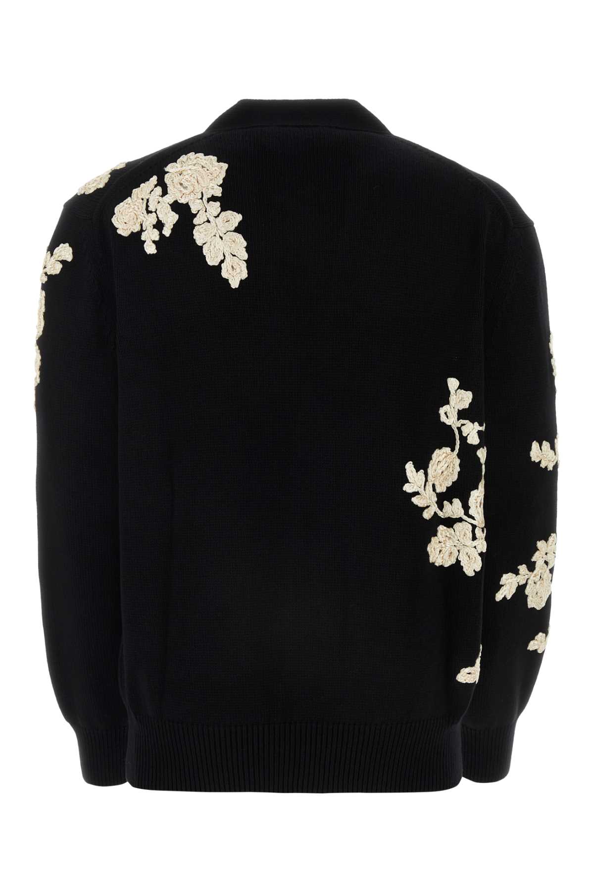 Shop Alexander Mcqueen Black Cotton Cardigan In Blackivory