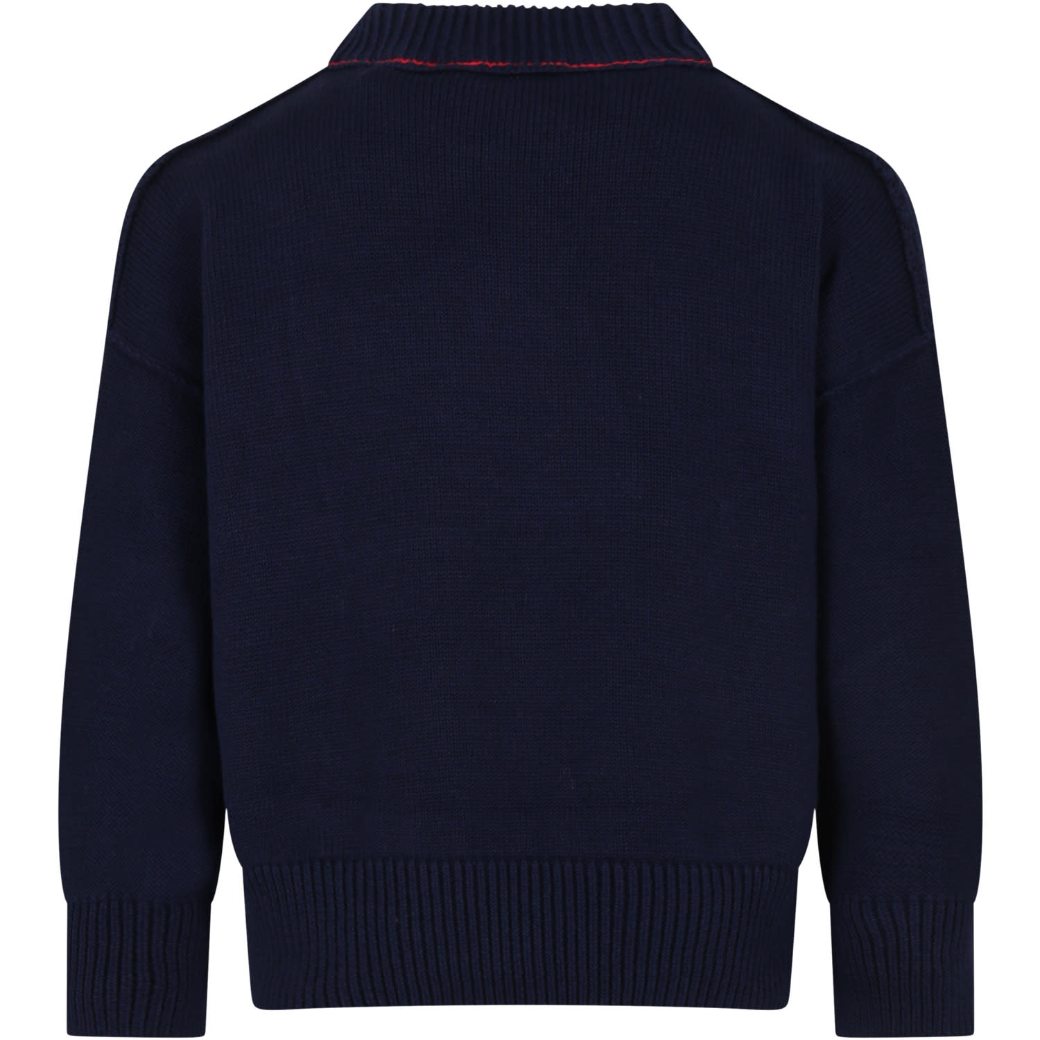Shop Palm Angels Blue Sweater For Boy With Logo In Navy Blue