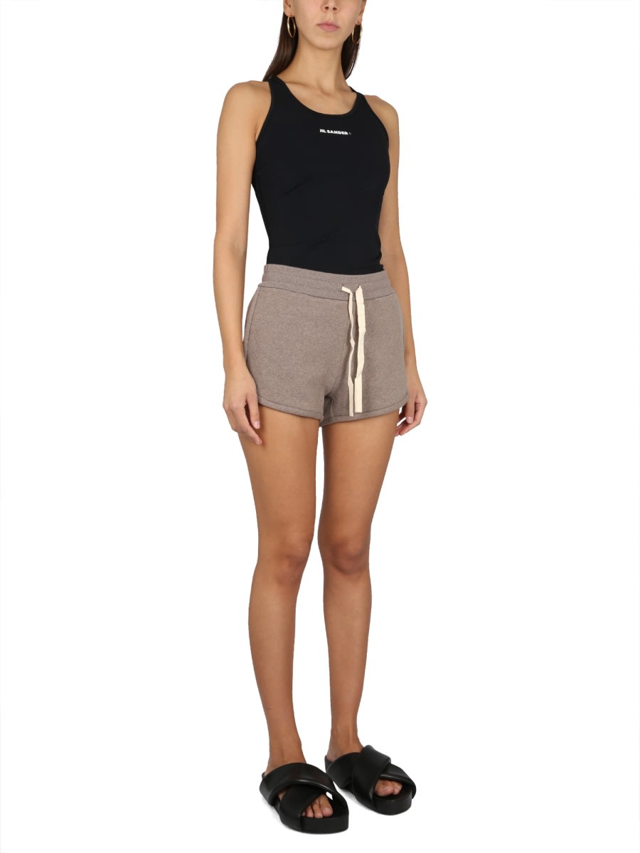 Jil Sander Relaxed-fit Sweatshirt Bermuda With Drawstring Waistband In Dove
