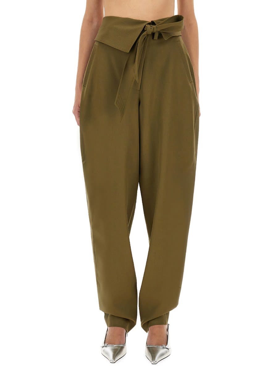 Attico Gabardine Long Pants In Green