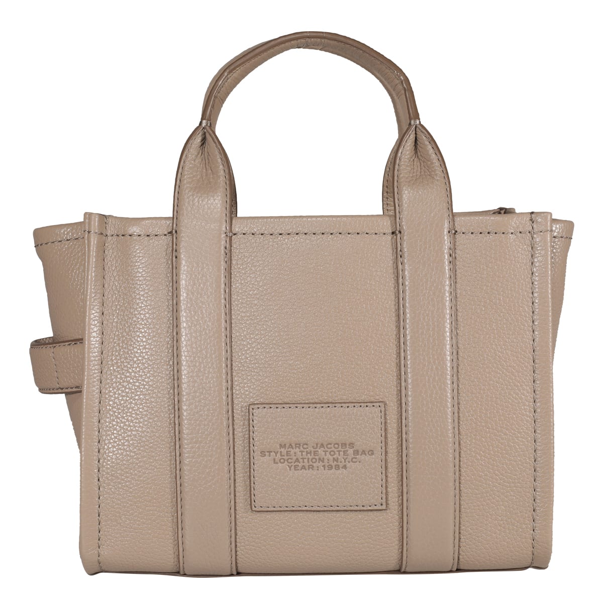 Shop Marc Jacobs The Leather Small Tote Bag In Grigio