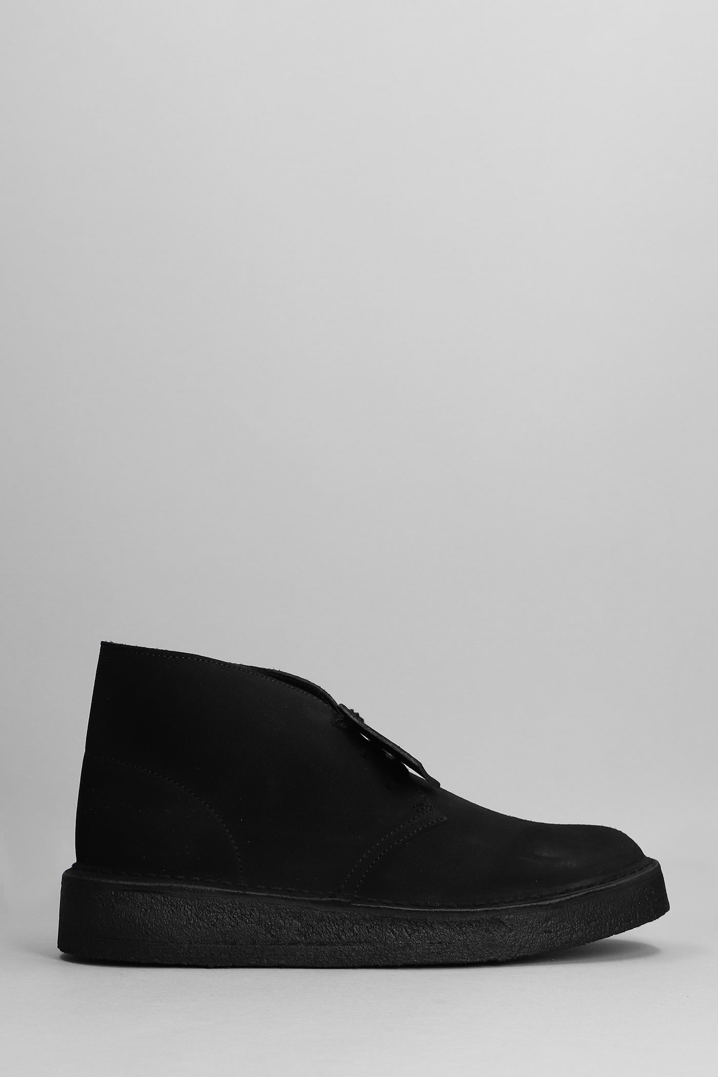 Clarks Desert Coal Lace Up Shoes In Black Suede