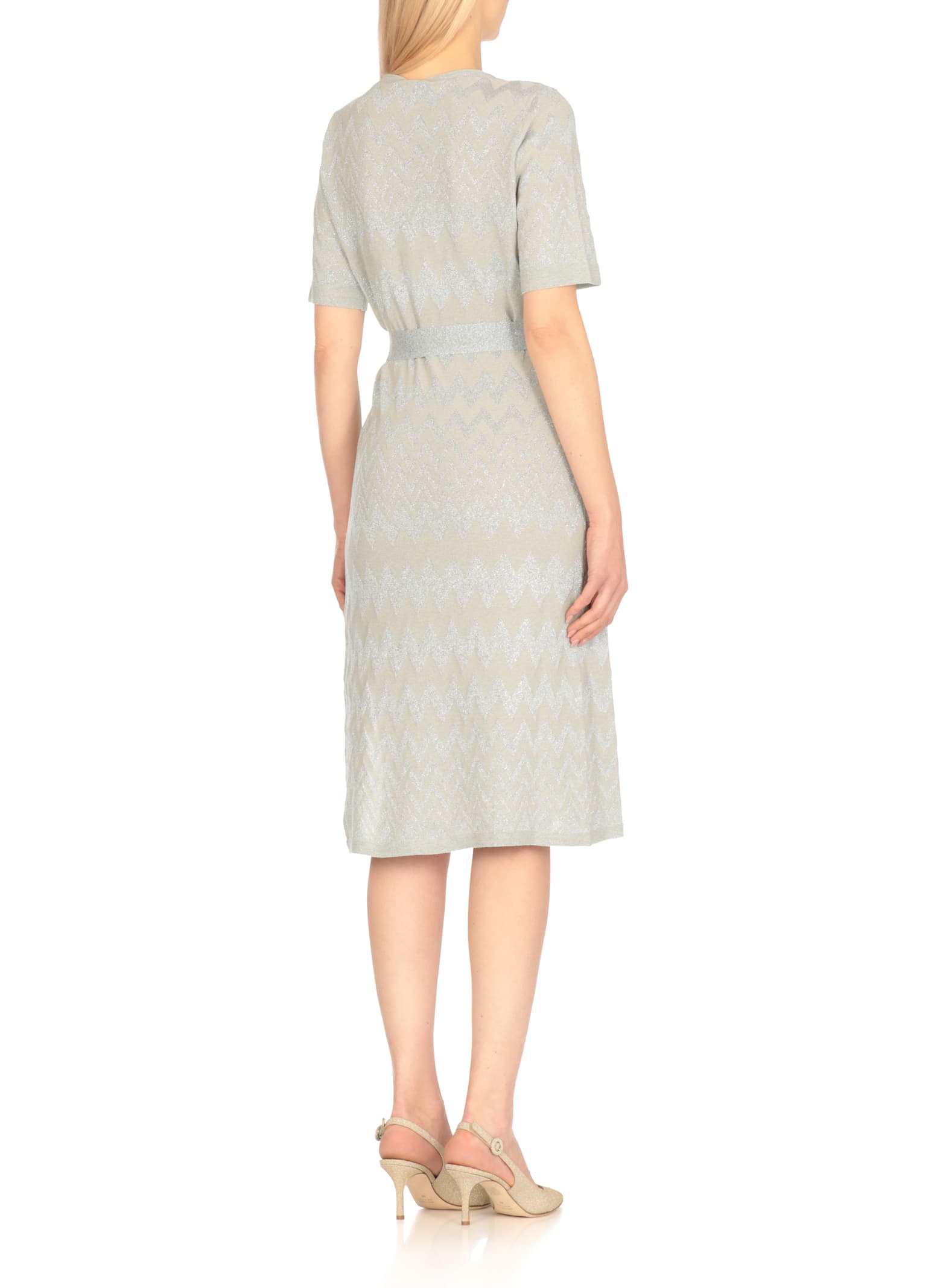 D Exterior D.exterior Zigzag Belted Dress In Multi