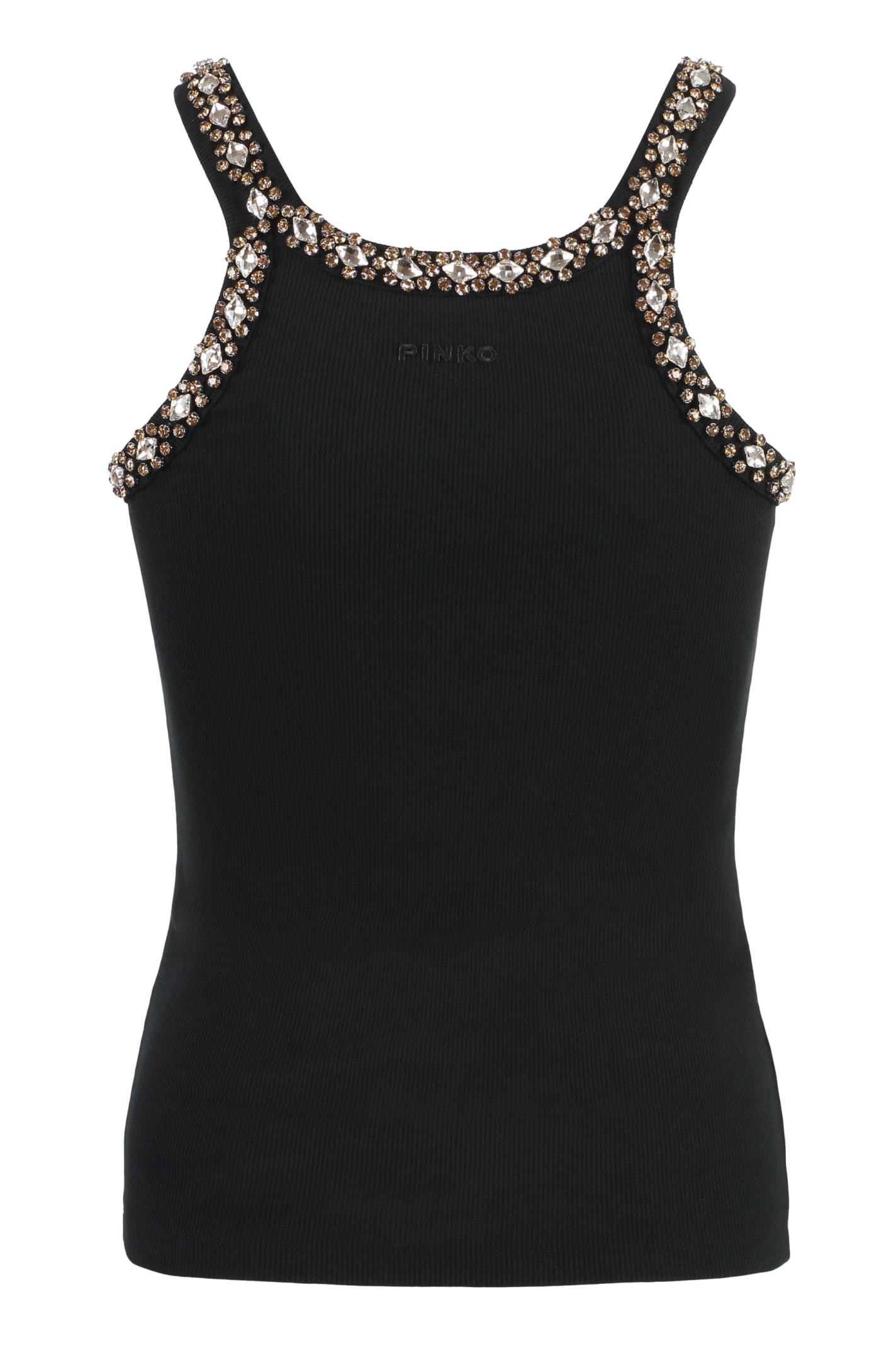 Shop Pinko Coriandoli Cotton Tank Top In Black