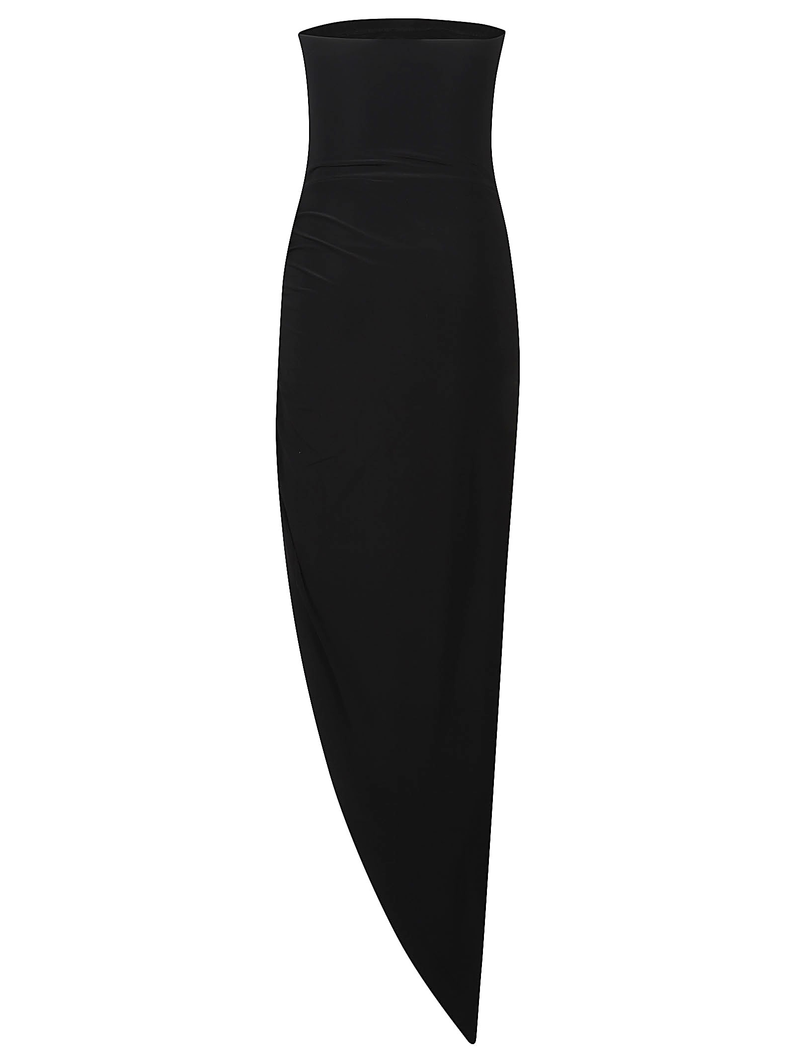 Norma Kamali Strapless Ruched Stretch-jersey Midi Dress In Black