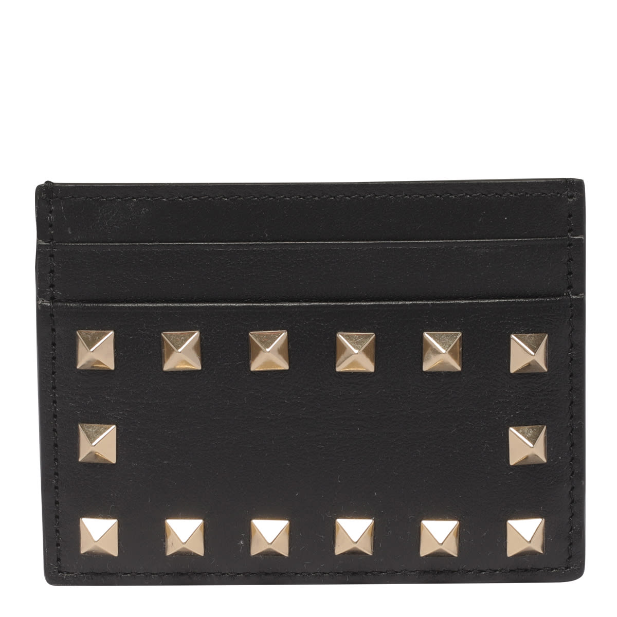 Shop Valentino Rockstud Cards Hodler In Black