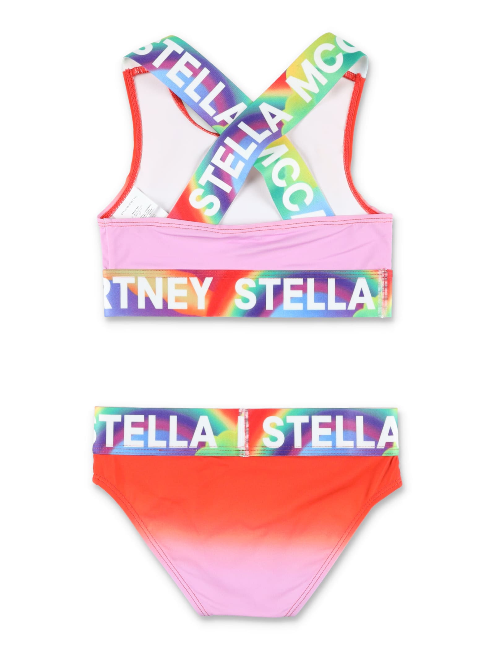 Shop Stella Mccartney Logo Tape Ombré Bikini Set In Red Multicolour