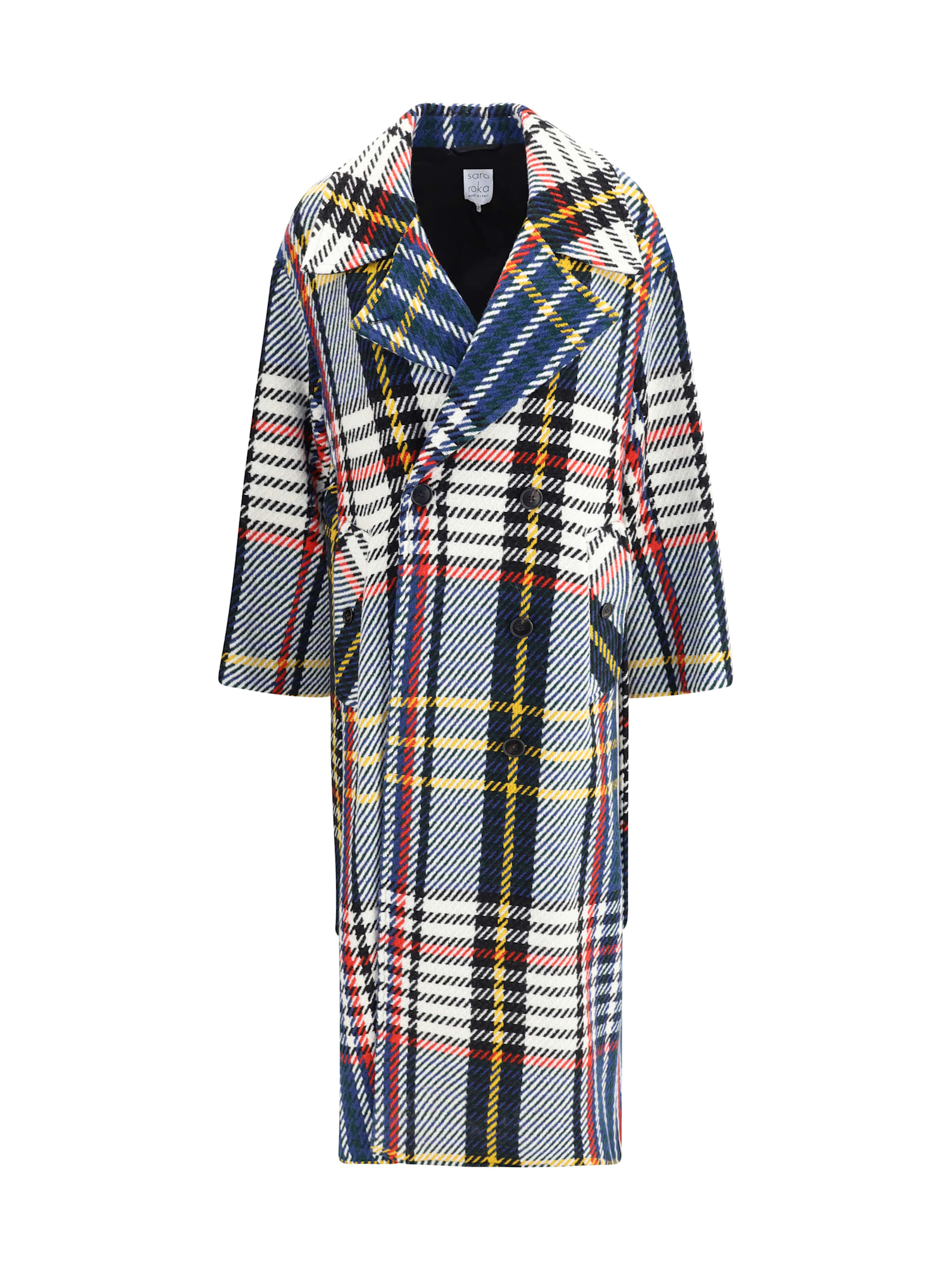 Sara Roka Checked Double-breasted Coat In Gold