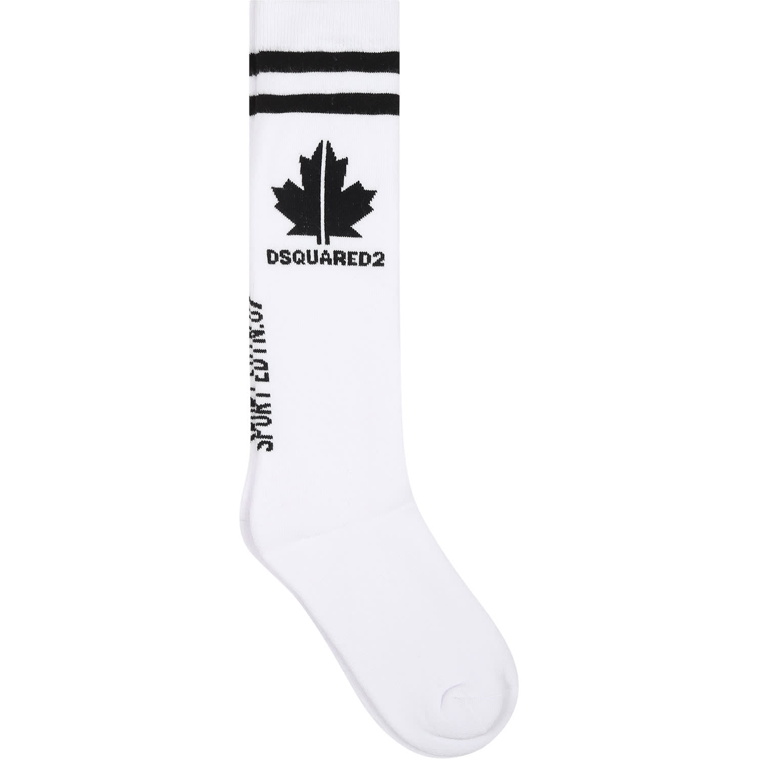 Dsquared2 Kids' White Socks For Boy With Logo