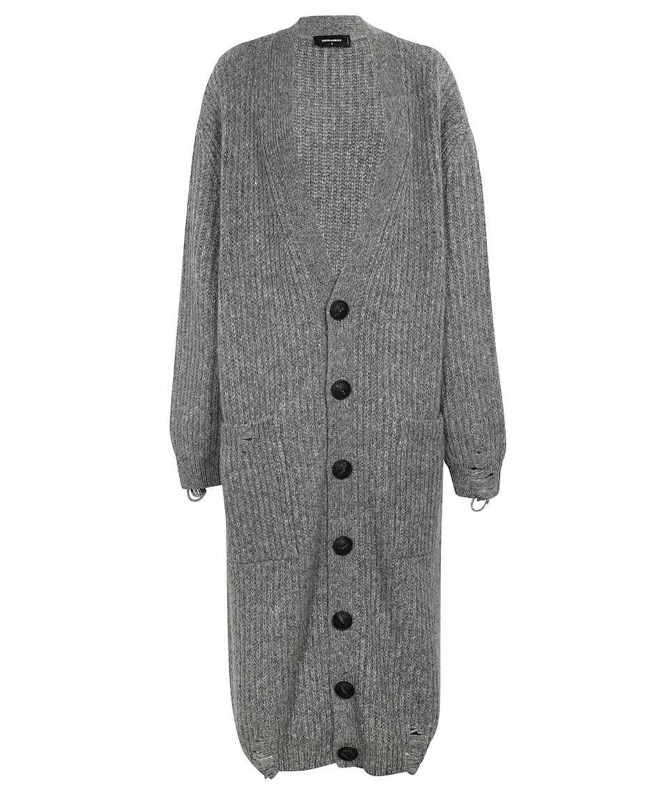 Dsquared2 Long Knitted Cardigan In Heather Grey
