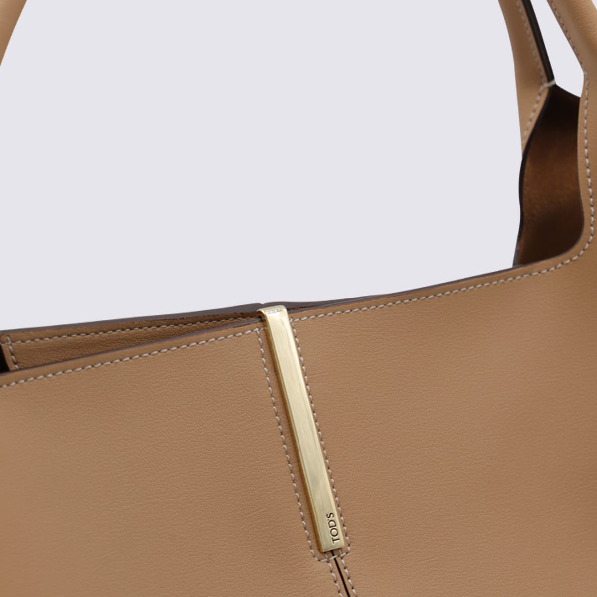 Tod's Beige Tote Bag With Two Top Handles And Logo Plaque On The Front In Leather Woman In Brown
