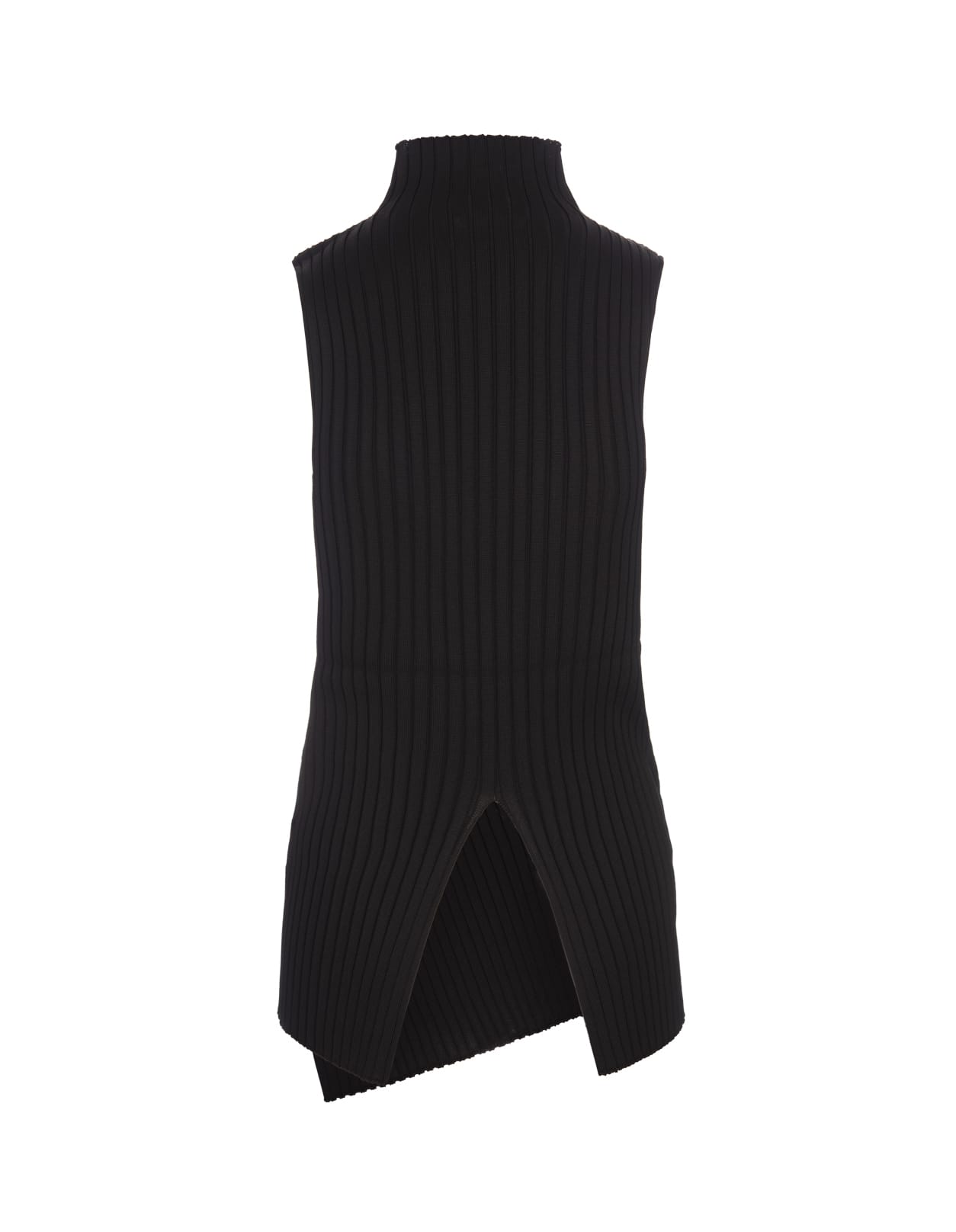 Shop Jil Sander Black Ribbed Sleeveless Top