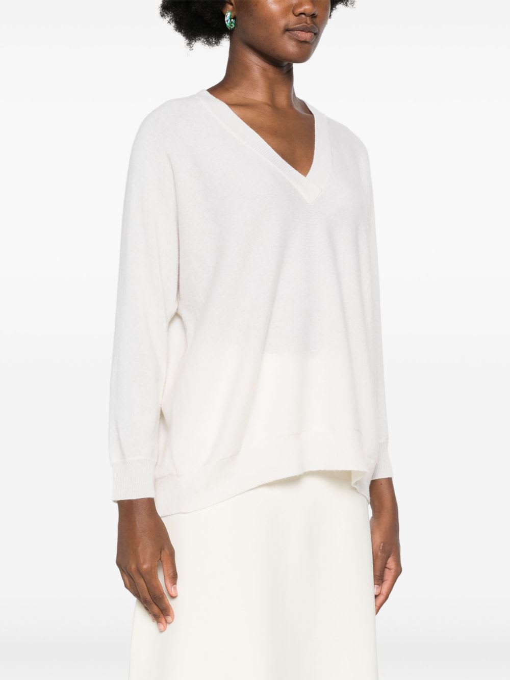 Lisa Yang White Cashmere Knitted Sweater In Multi