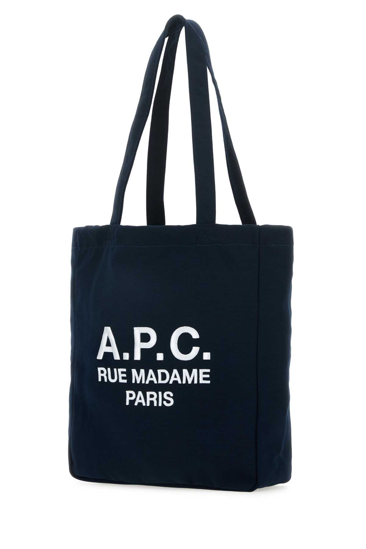 Apc A.p.c. Navy Blue Canvas Lou Rue Madame Shopping Bag In Darknavy