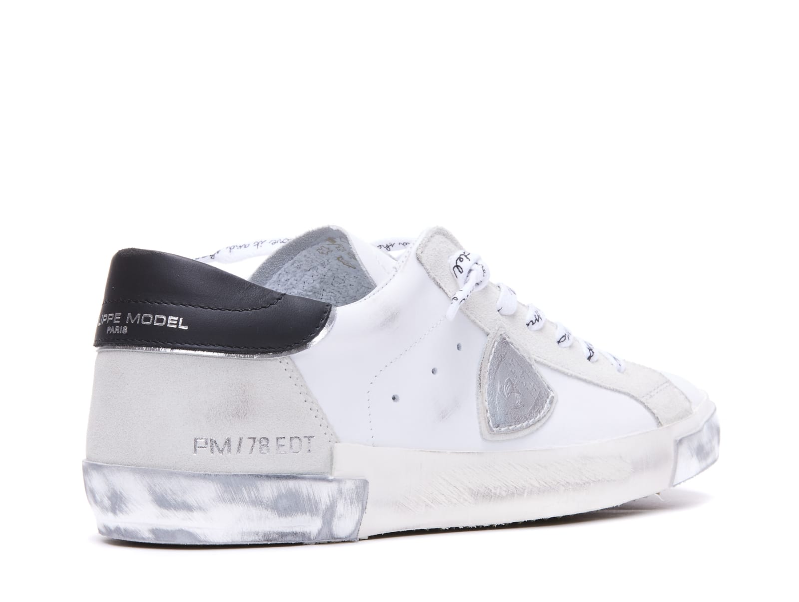 Shop Philippe Model Prsx Low Sneakers In Blanc Argent