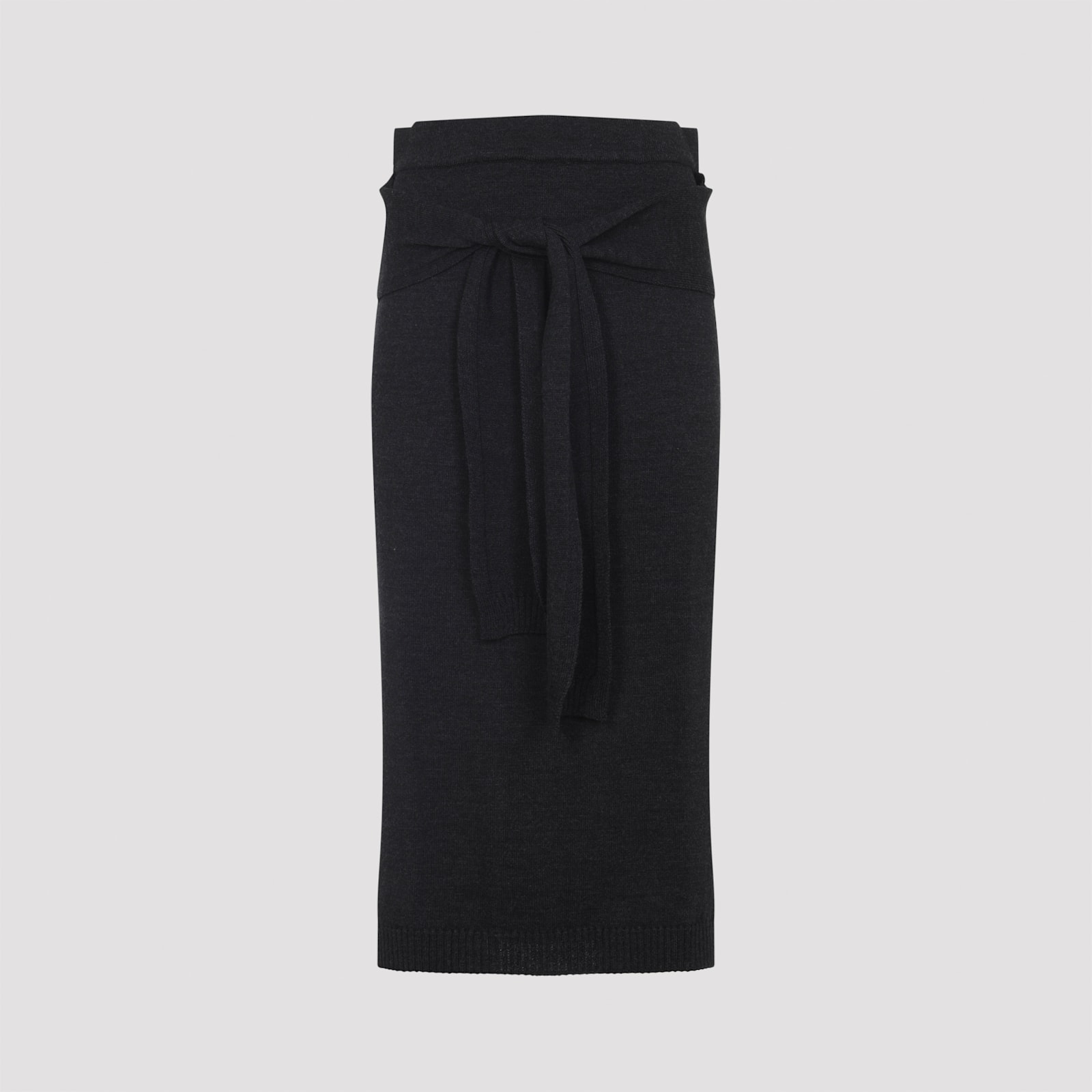 Lemaire Tie-around Ribbed Midi Skirt In Black