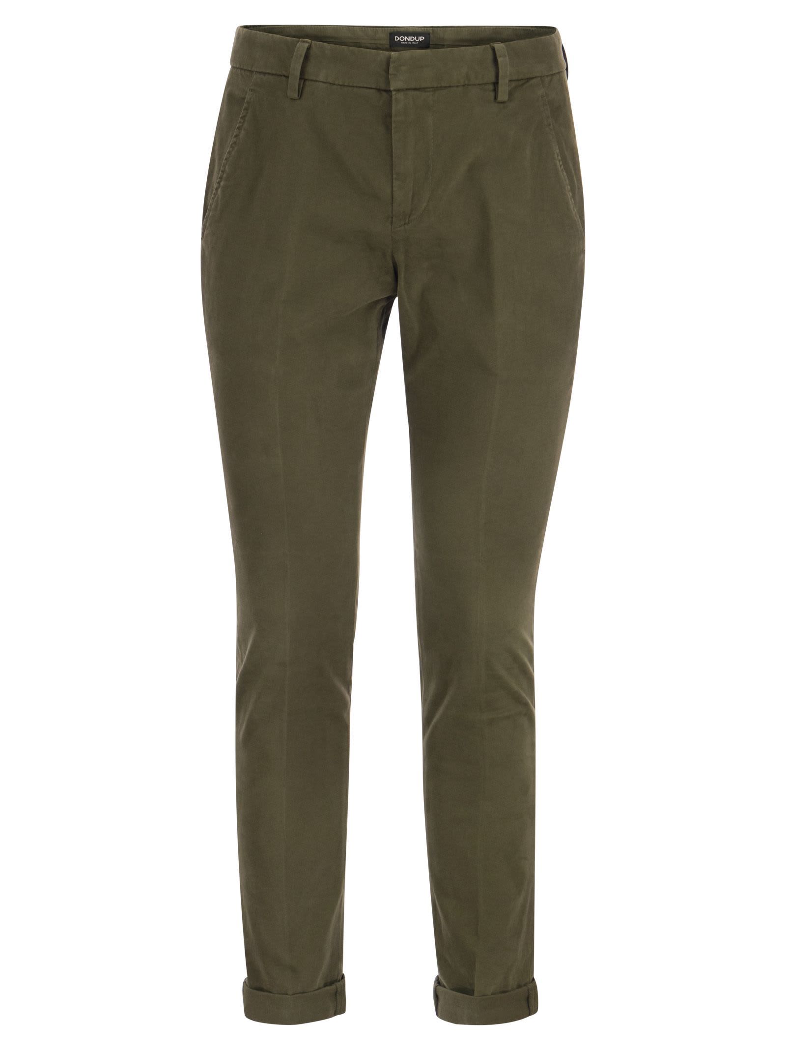 Shop Dondup Gaubert - Slim-fit Gabardine Trousers In Olive Green