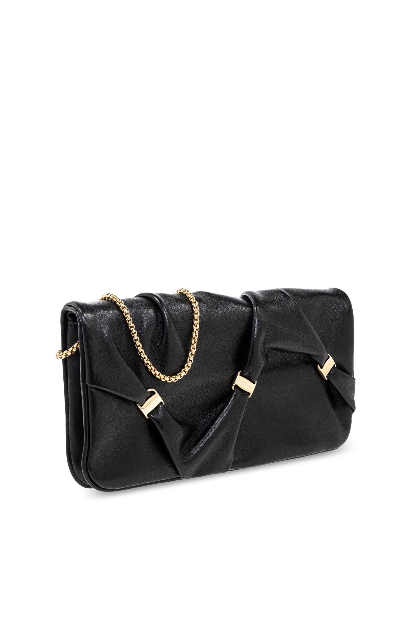 Ferragamo Twisted-detail Wallet-on-chain In Black