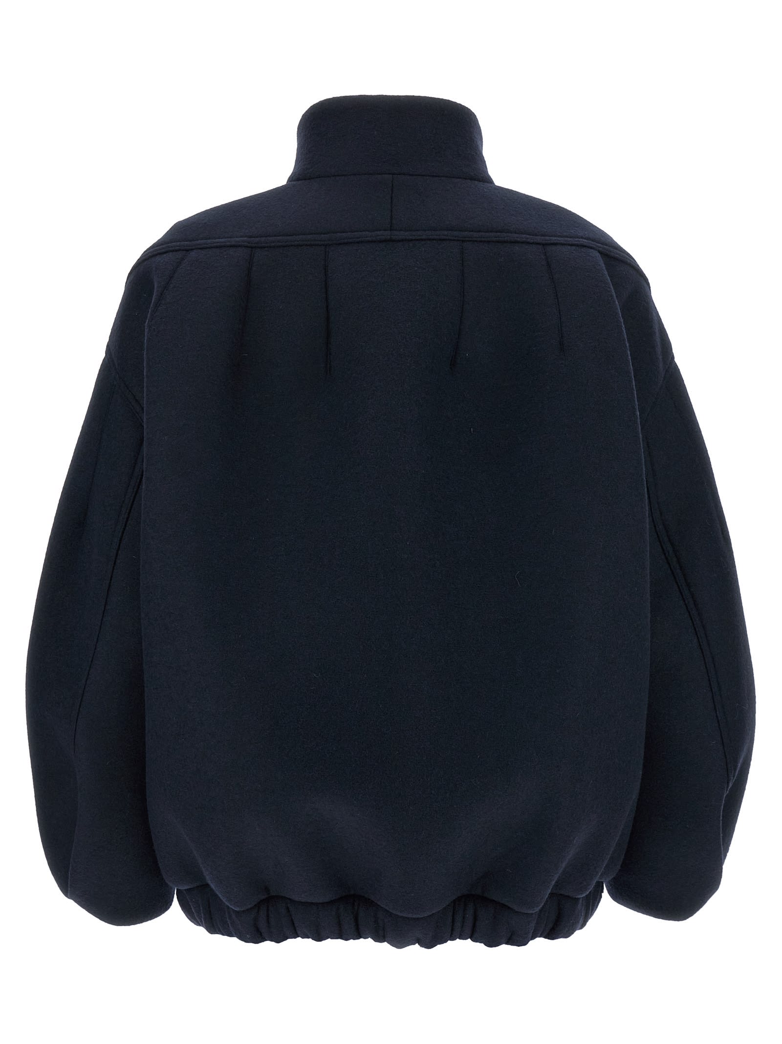Dries Van Noten Balloon-sleeve High-neck Jacket In Blue