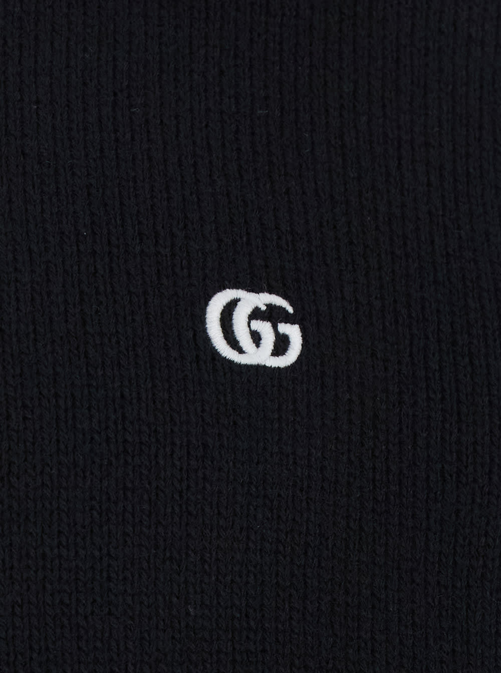 Gucci Black Crewneck Sweater With Gg Logo Embroidered On The Front In Wool And Cashmere Blend Man In Black