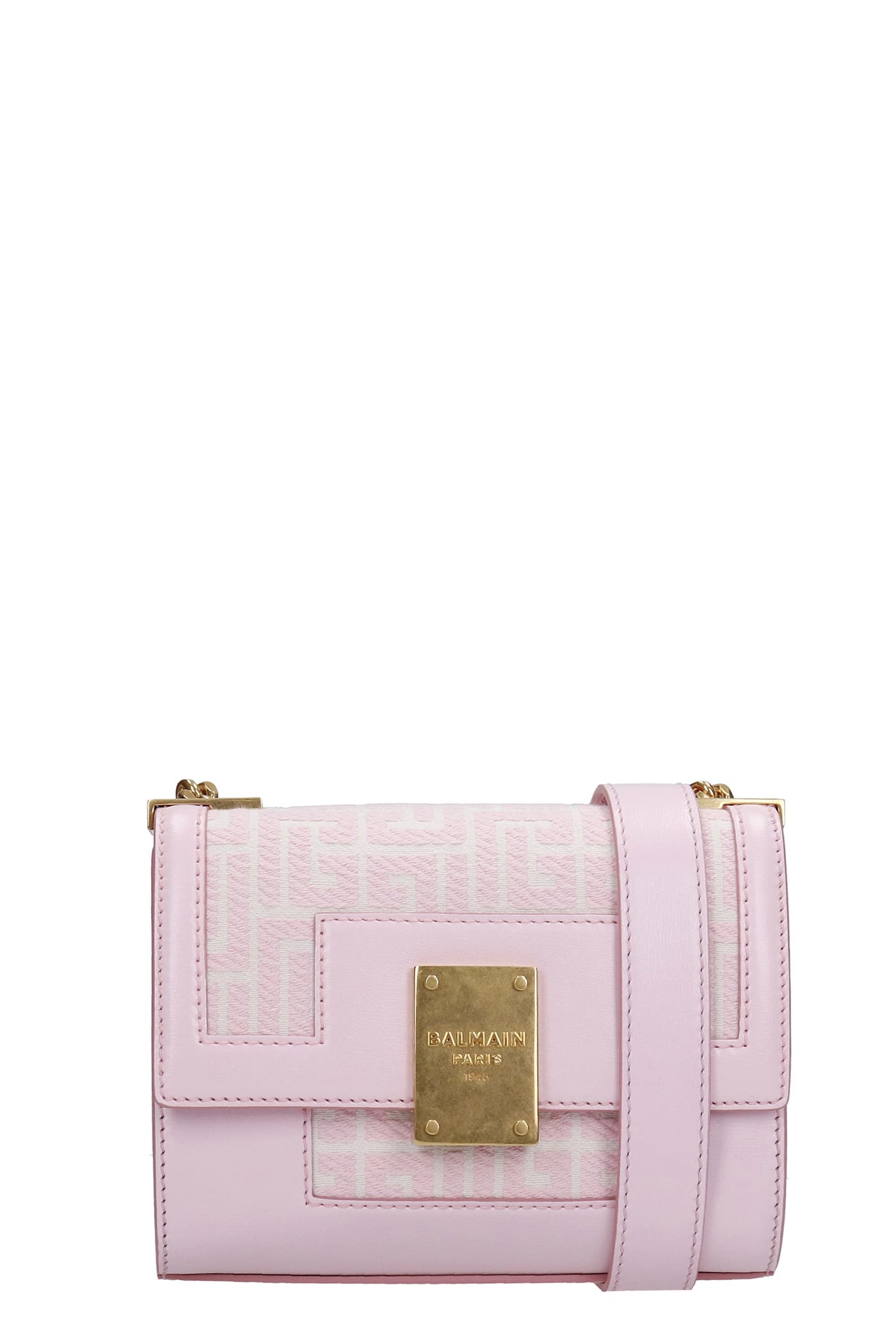 Balmain Shoulder Bag In Rose-pink Leather