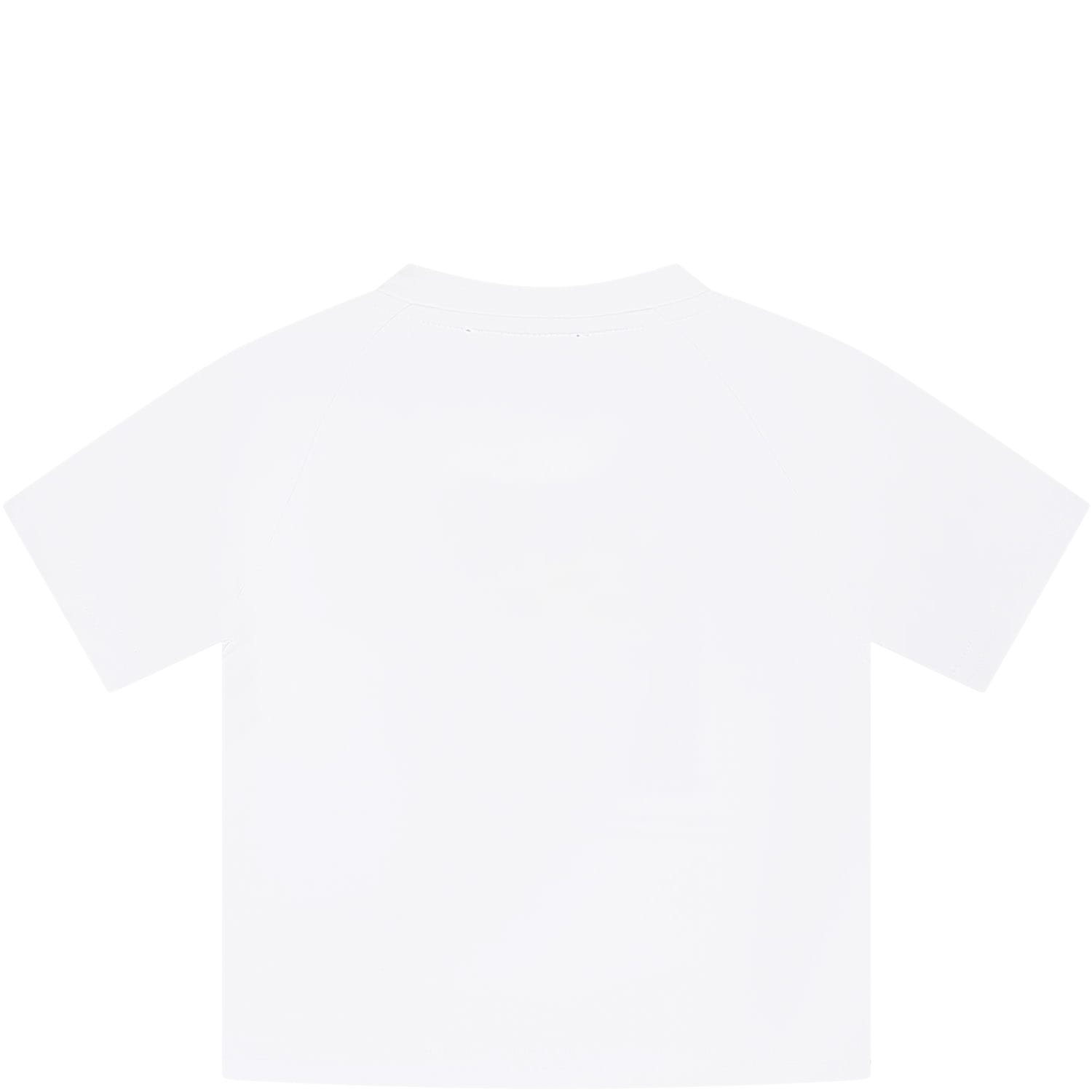 Shop Burberry White T-shirt For Baby Boy With Print And Equestrian Knight