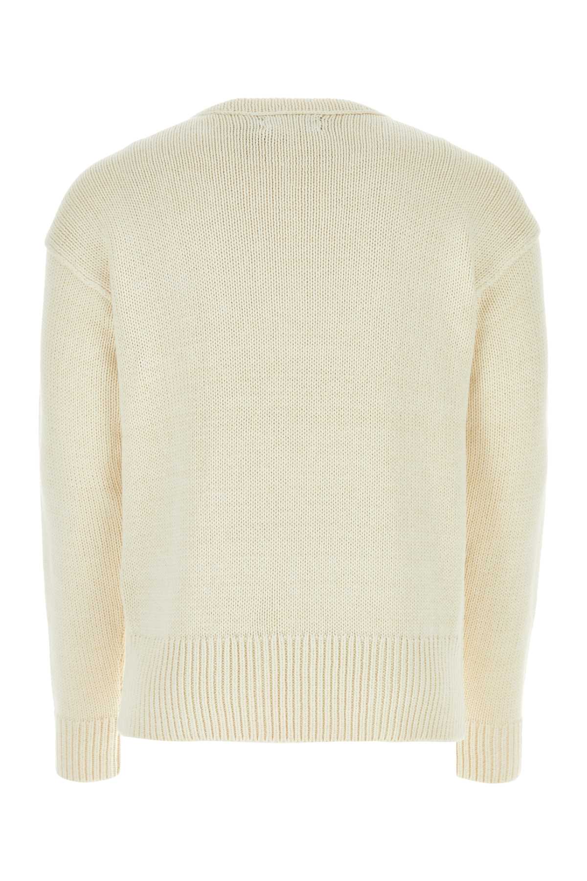 Shop Polo Ralph Lauren Ivory Cotton Blend Sweater In Cream