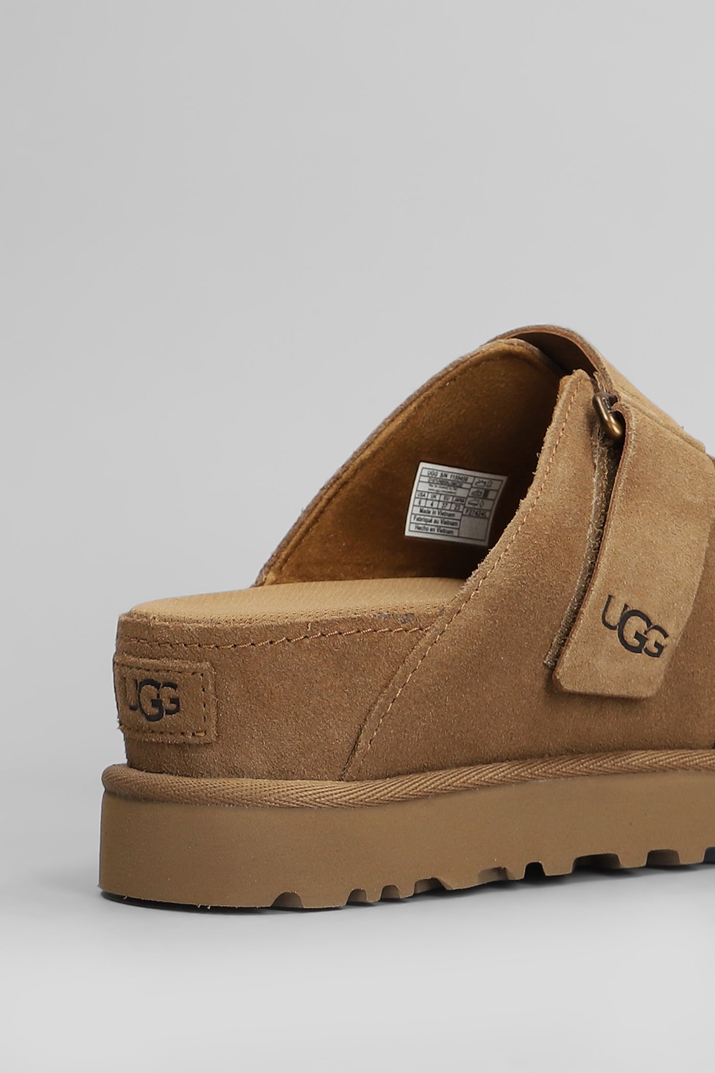 Shop Ugg Goldenstar Hi Slide Slipper-mule In Leather Color Suede