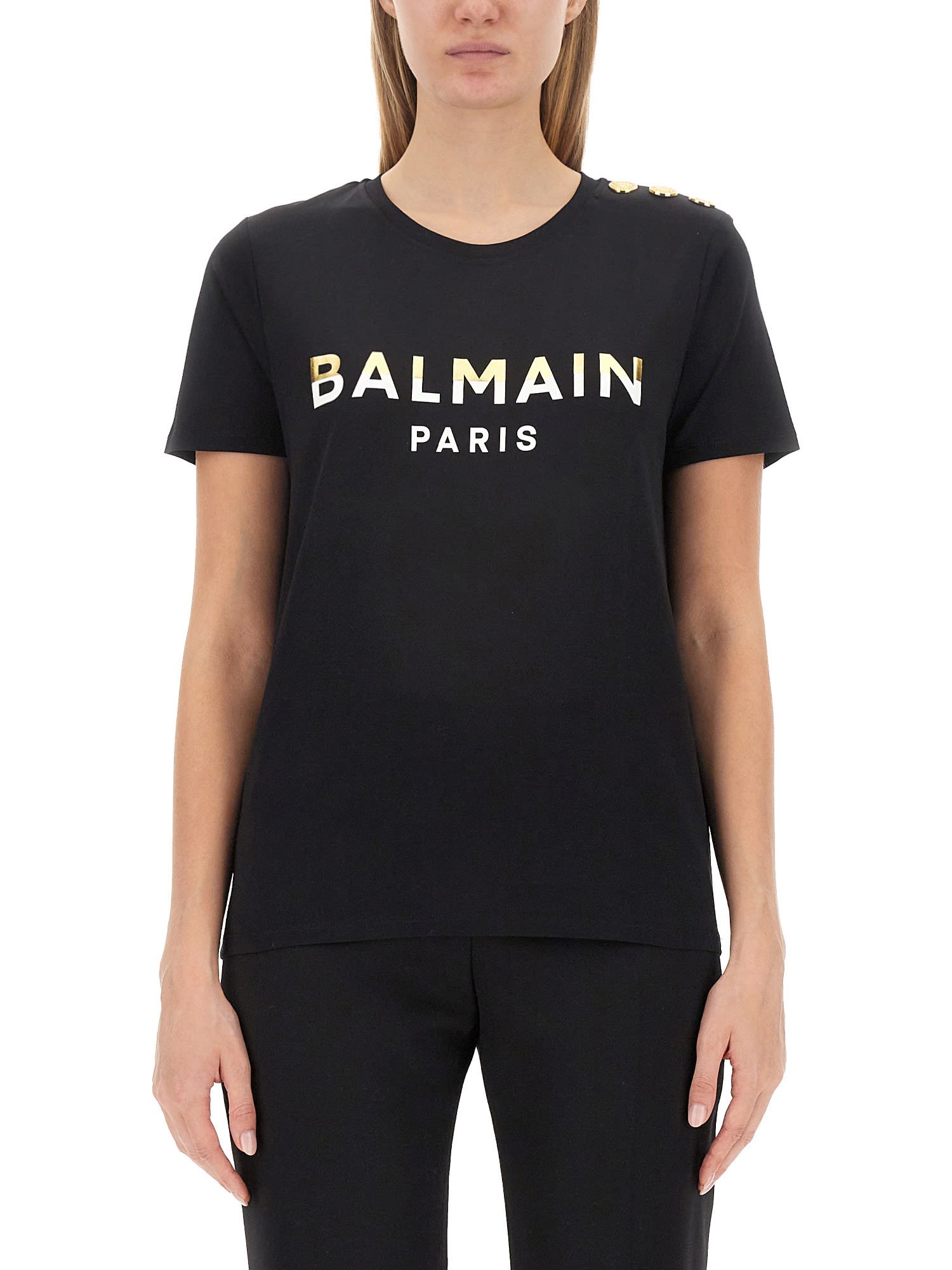 Balmain Logo-print Short-sleeve T-shirt In Black