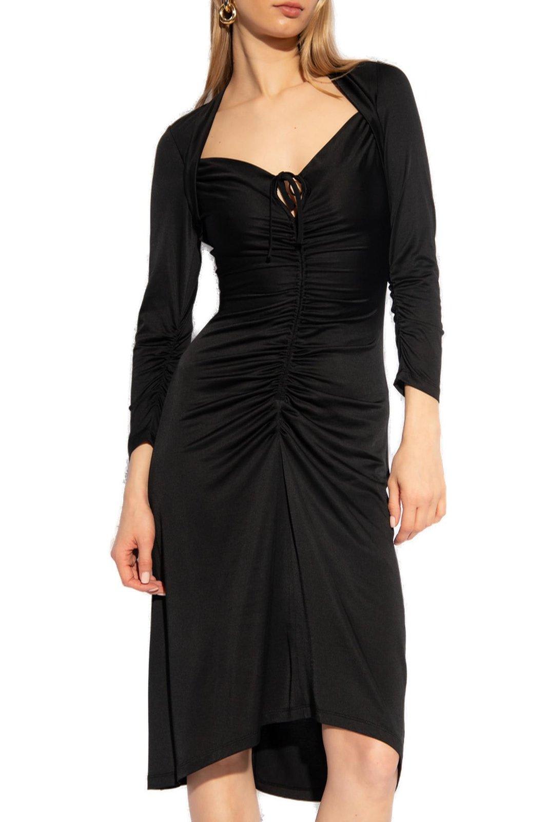 Shop Diane Von Furstenberg Aurelie Ruched Midi Dress In Black