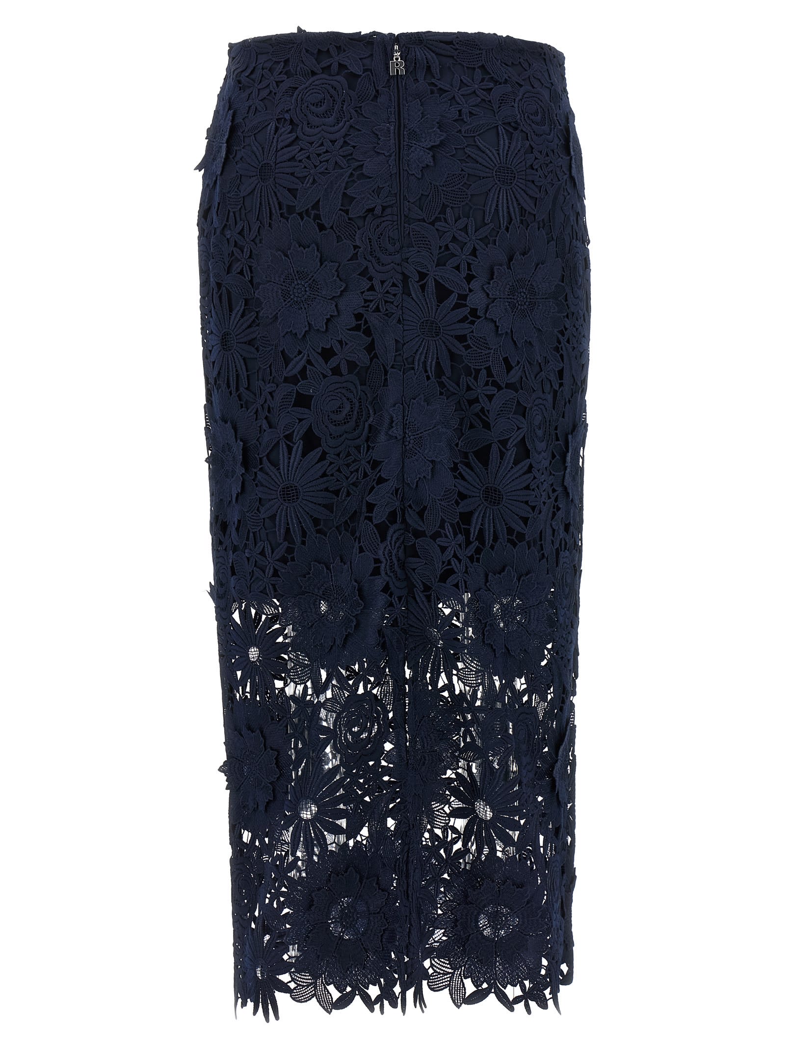 Rotate Birger Christensen Guipure Lace Midi Skirt In Blue