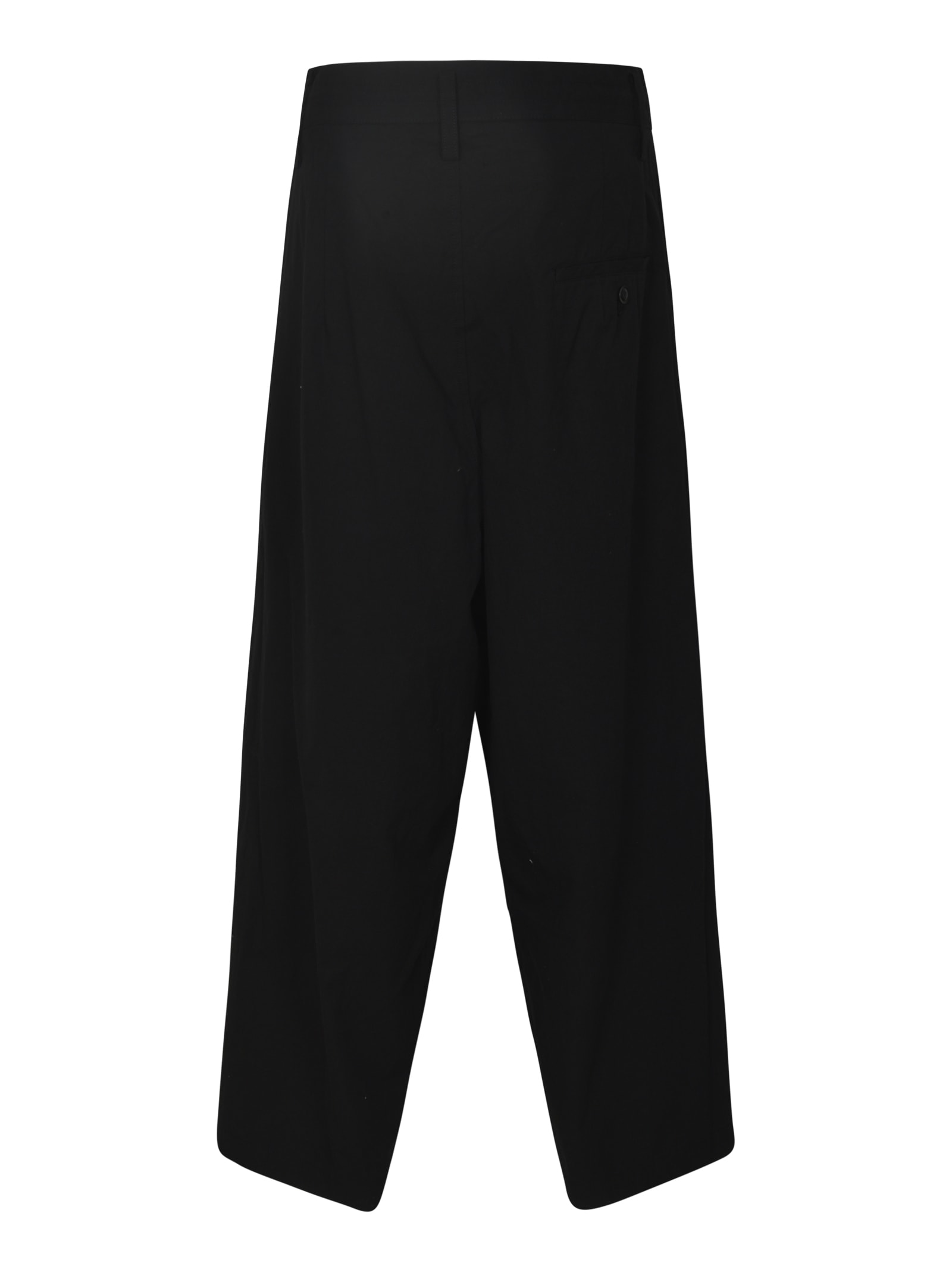 Shop Yohji Yamamoto Pleat Detail Straight Leg Plain Trousers In Black