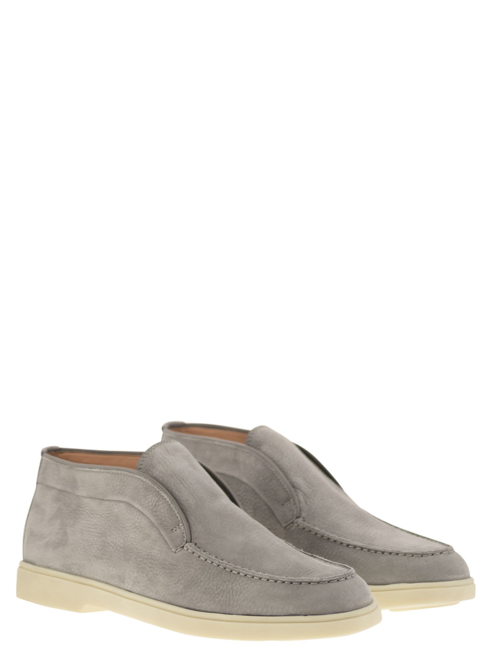 Shop Santoni Desert Boot In Nubuck In Light Grey