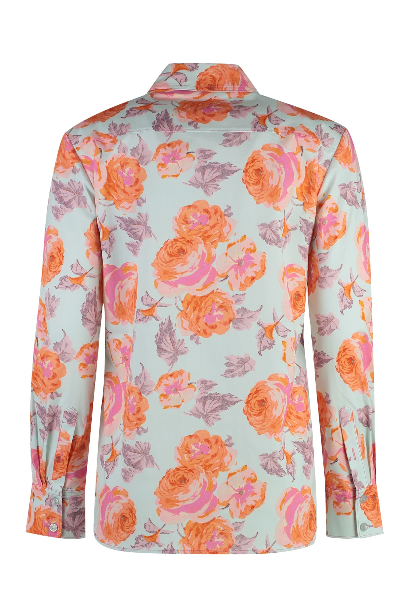Alfieri & St.john Floral Print Cotton Shirt In Light Blue