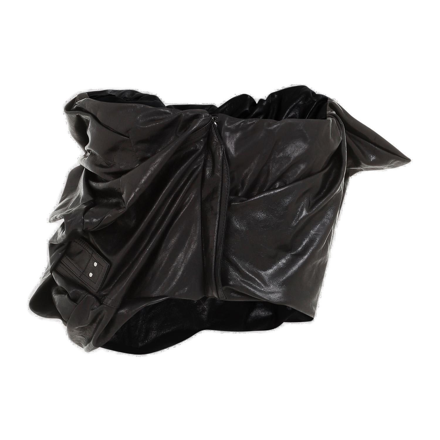 Shop Rick Owens Draped Bustier Leather Top In Black
