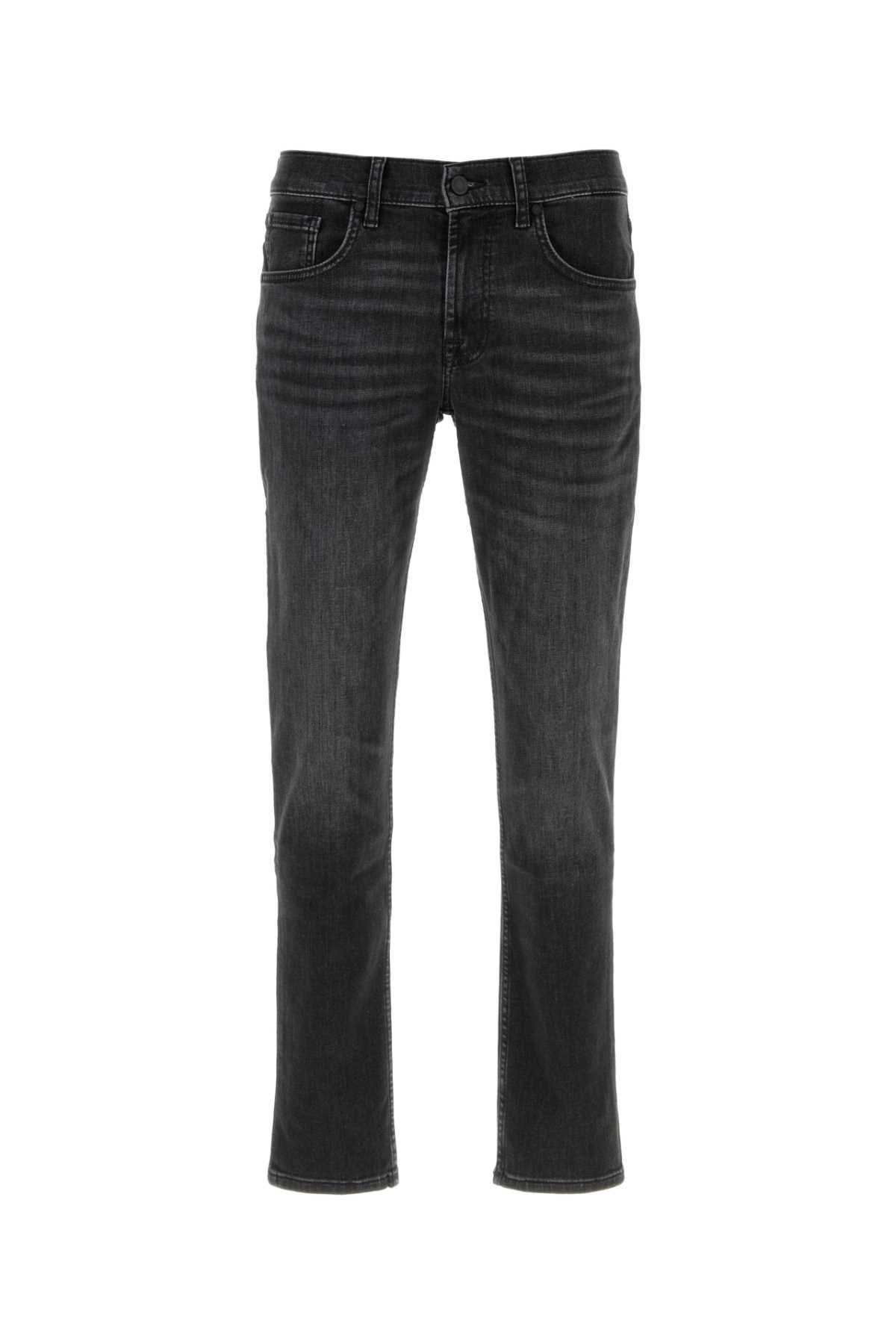 7 For All Mankind Black Stretch Denim Slimmy Tapered Jeans