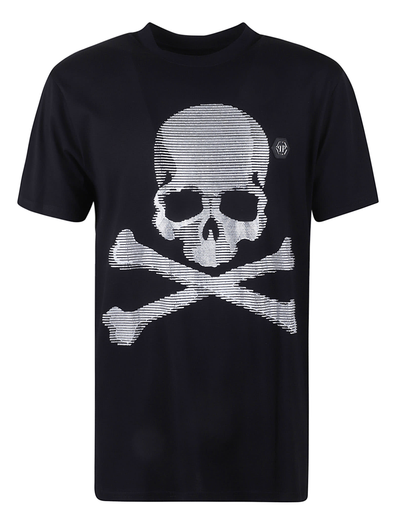 Shop Philipp Plein Skull & Bones Round Neck T-shirt In Nero