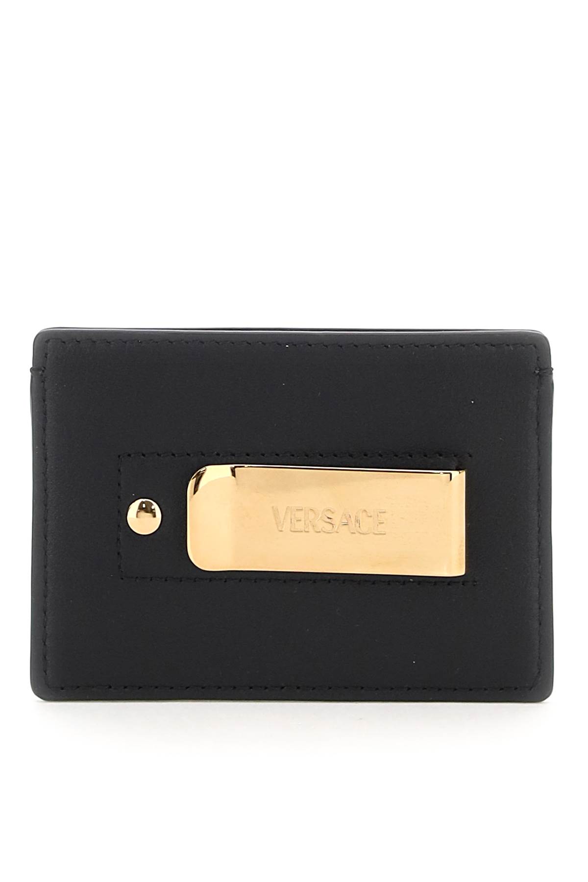 Shop Versace Leather Medusa Cardholder In Black (black)