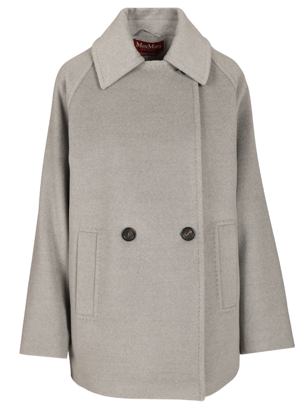 Max Mara Double-breasted Wool Pea Coat In Gray