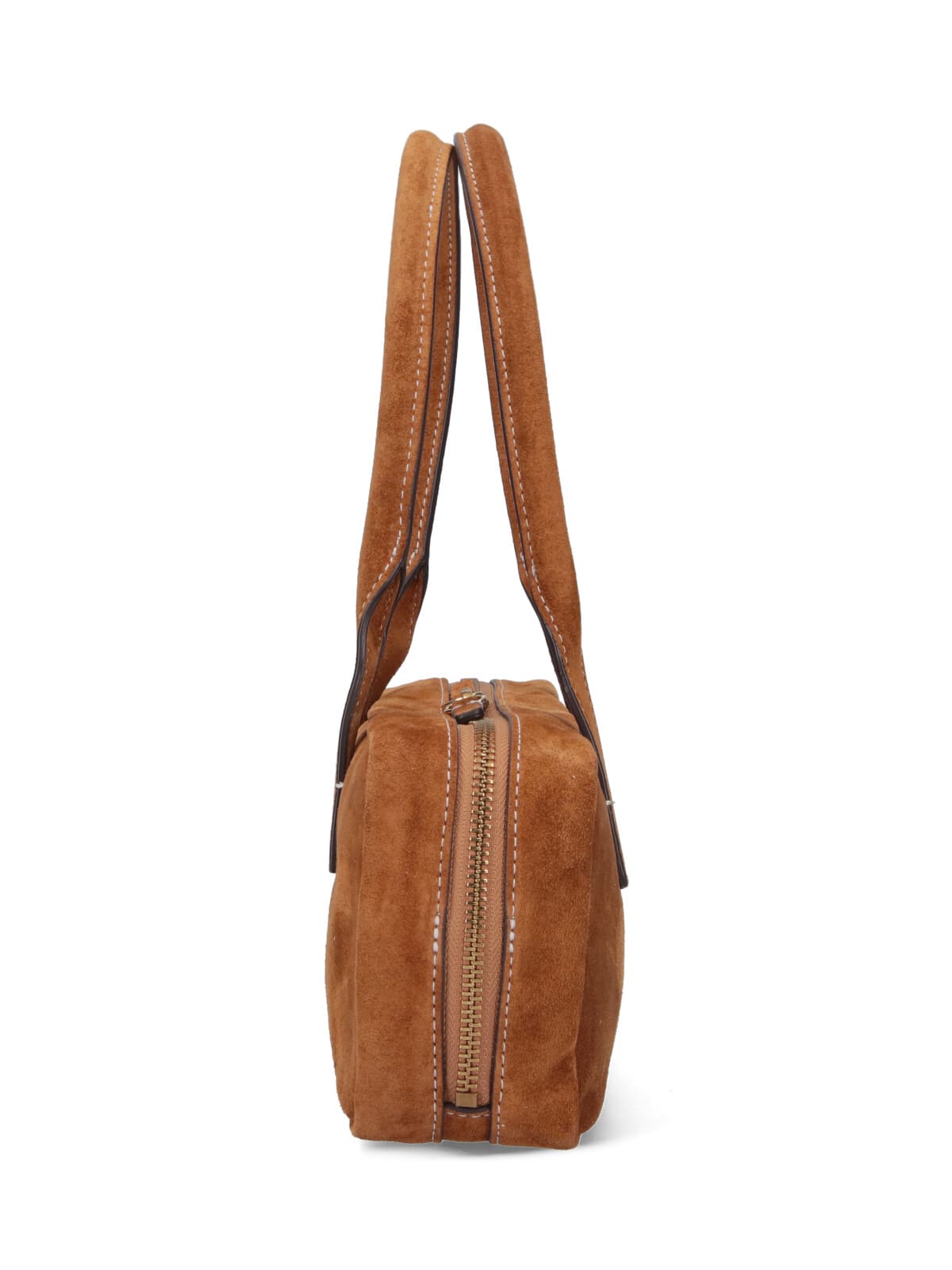 Staud Smooth Leather Shoulder Bag With Double Handles In Brown