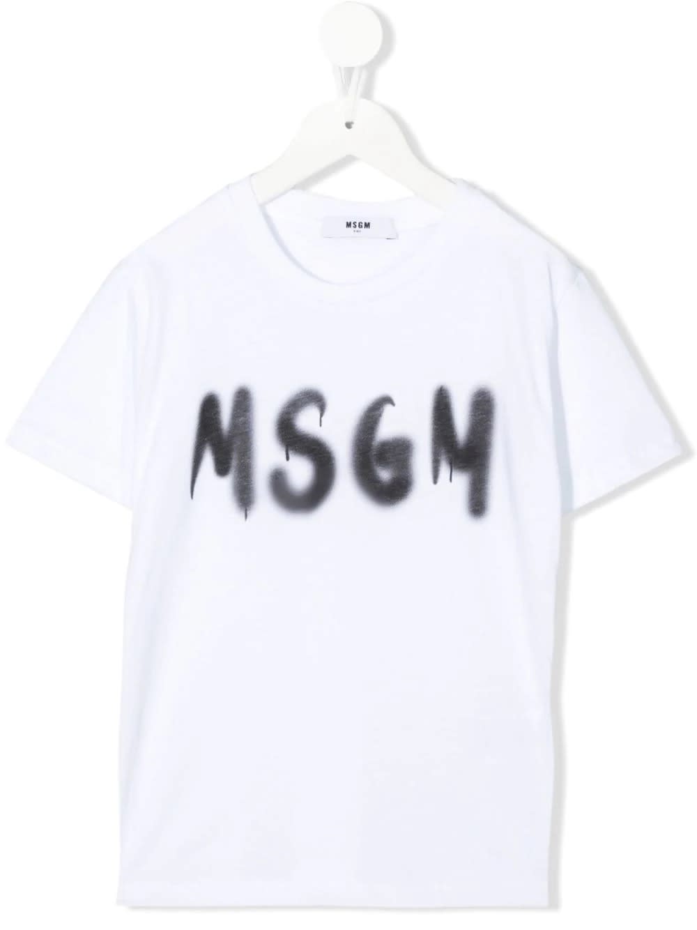 MSGM Kids White T-shirt With Graffiti Logo