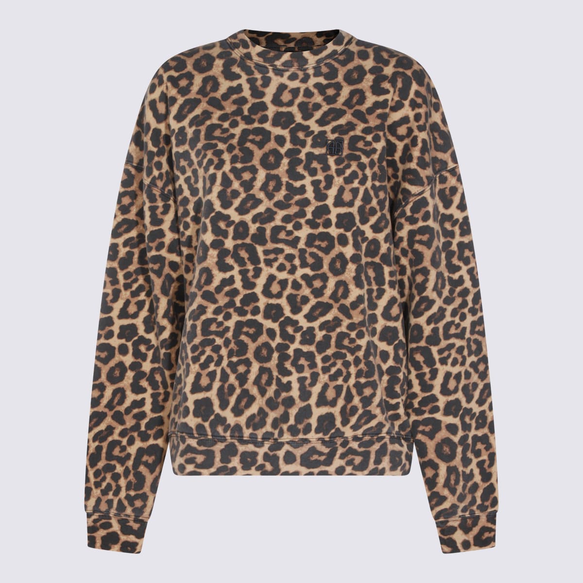 Anine Bing Leopard Print Long Sleeve Knit Top In Animal Print