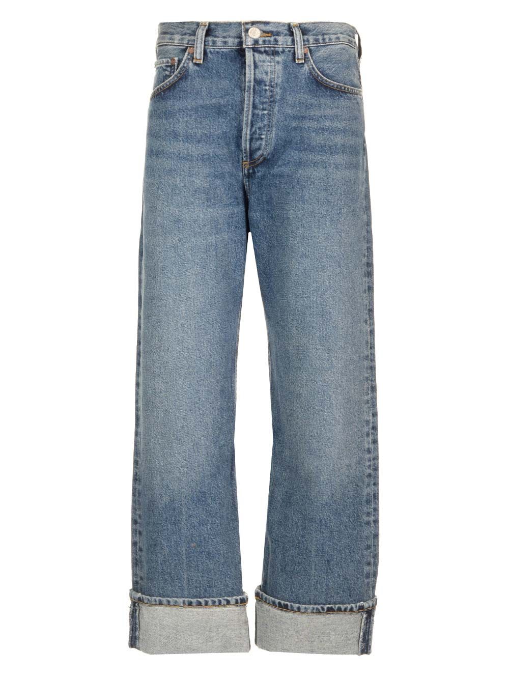 Shop Agolde Fran Jeans With Turn-ups In Blue