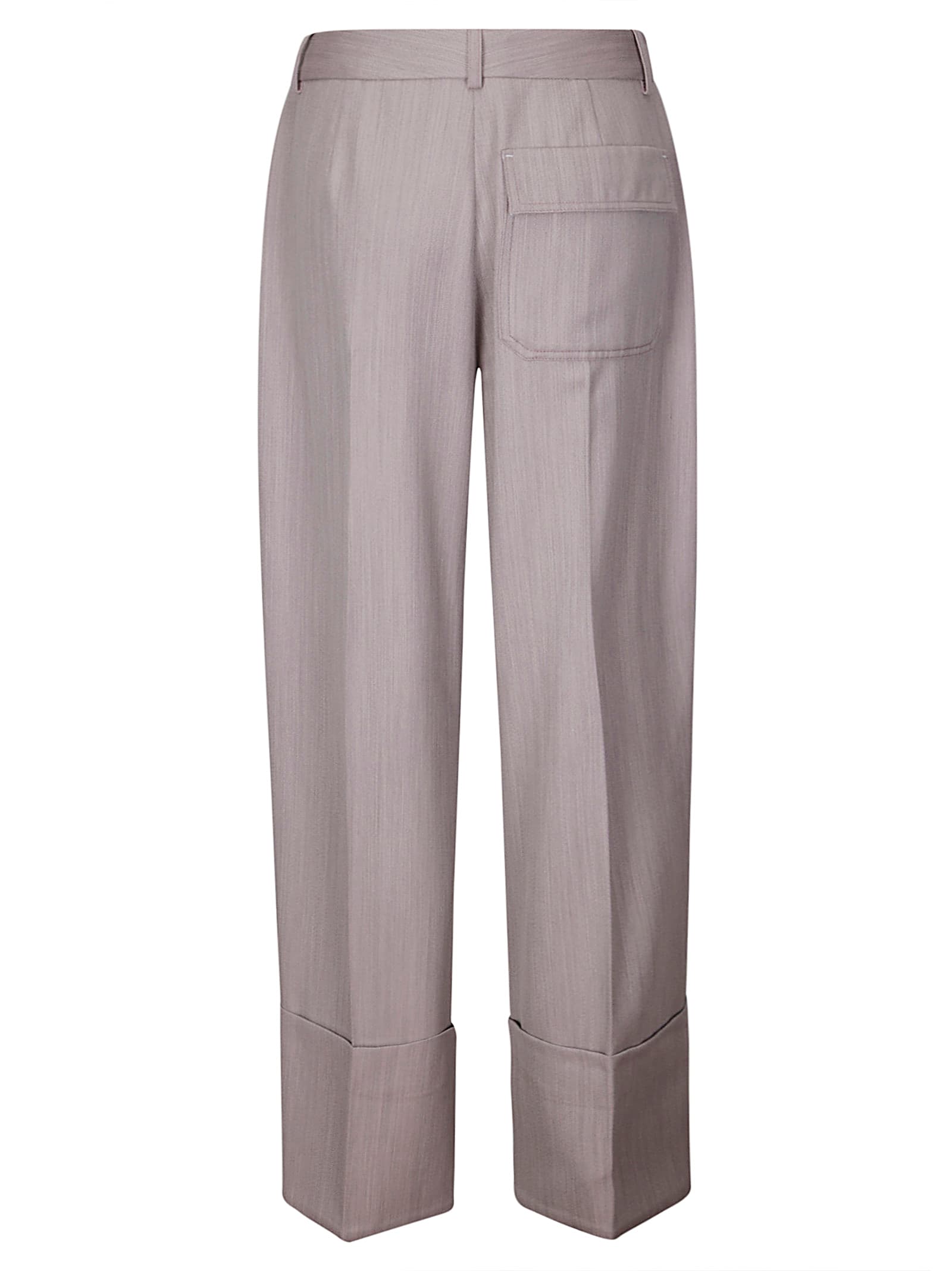 Victoria Beckham Wide Leg Turn - Up Trouser In Quartz