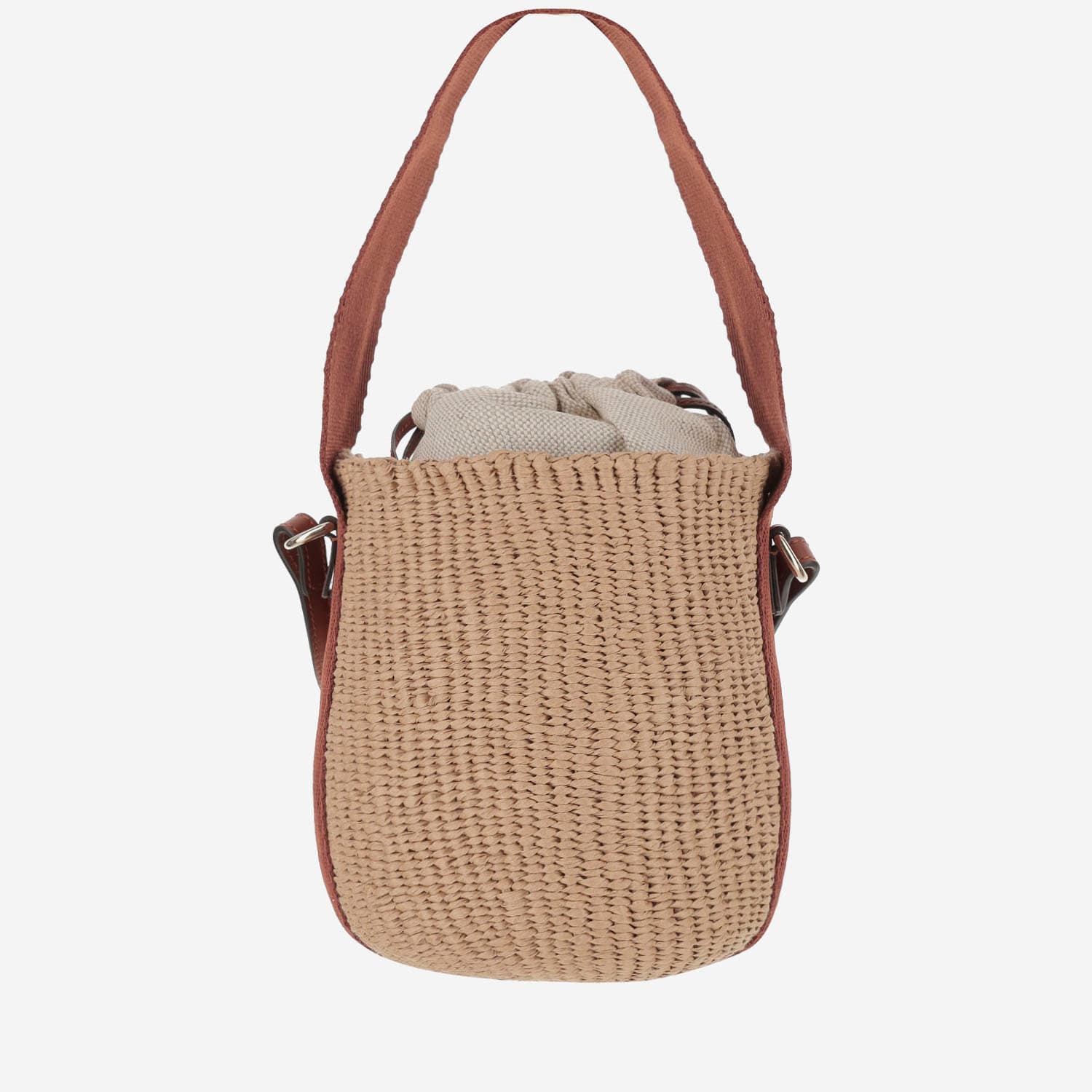 Chloé Small Horse Medal Bag Made Of Natural Fibers In Sepia Brown