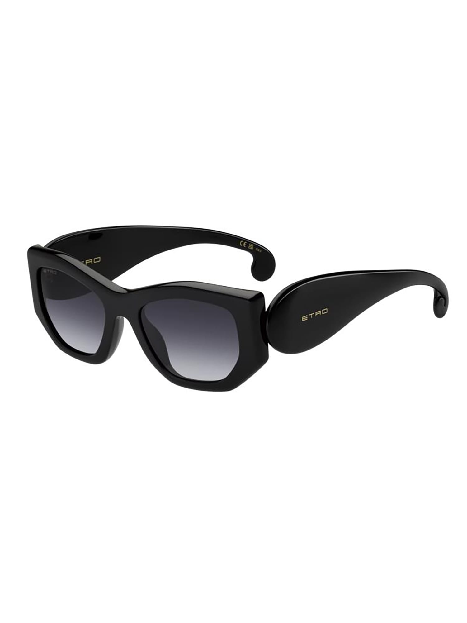 Etro Paisley Acetate Rectangular Sunglasses In O Black