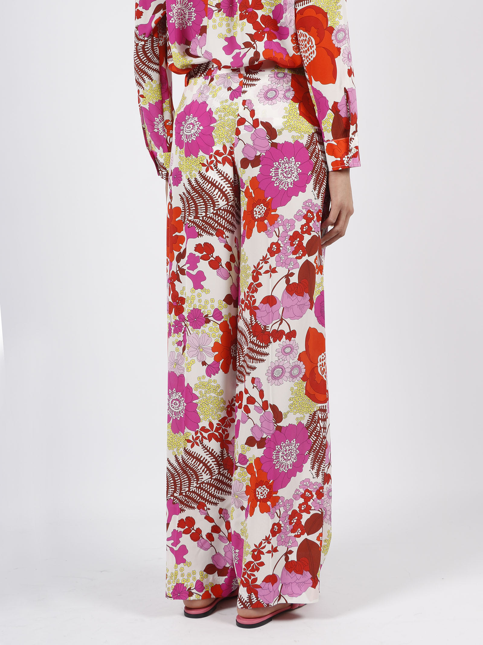 Shop P.a.r.o.s.h Scilla Silk Pant In Pink & Purple