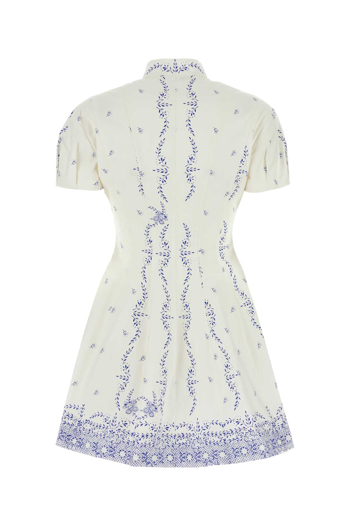 Shop Philosophy Di Lorenzo Serafini Printed Cotton Mini Dress In Fantasiabianco